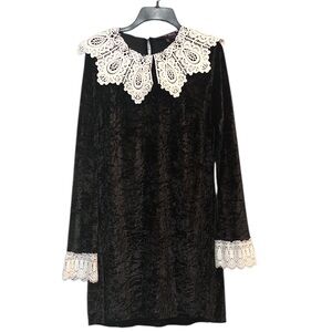 Dolls Kill teenage witch costume Dress Black Velvet Lace Trim